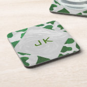 カウグリーンとホワイトモノグラム コースター (左側)