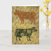 カウコラージュ誕生日 カード (黄色い花)