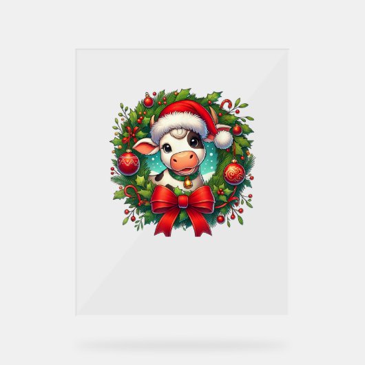 カウサンタハットクリスマスクリスマス_1 アクリルサイン (正面)