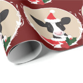 カウサンタ図解入りの、写真付きのハットノベルティクリスマス ラッピングペーパー (ロールコーナー)