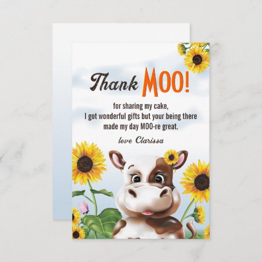 カウサンフラワーガールファースト誕生日 サンキューカード (正面/裏面)