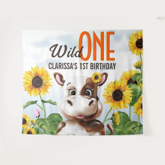 カウサンフラワーガールファースト誕生日 タペストリー (正面(横))