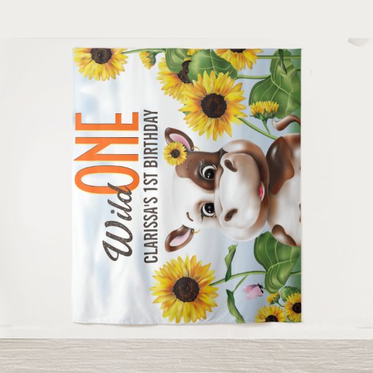 カウサンフラワーガールファースト誕生日 タペストリー (正面)