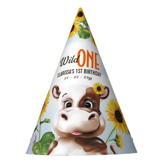 カウサンフラワーガールファースト誕生日 パーティーハット (正面)