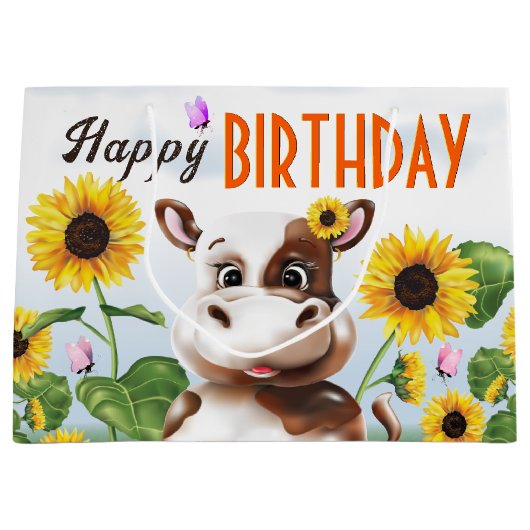 カウサンフラワーガールファースト誕生日 ラージペーパーバッグ (正面)