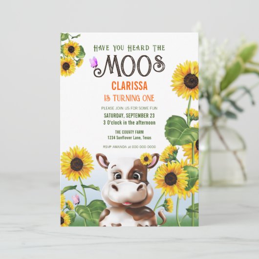 カウサンフラワーガールファースト誕生日 招待状 (スタンド正面)