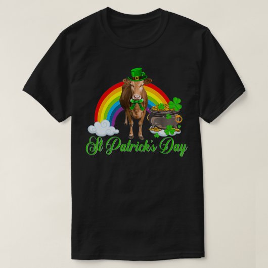 カウシャムロックレインボーSt patricks day Tシャツ (デザイン正面)