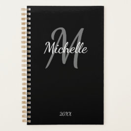 カウシンプルイモダンブラック&ホワイトカスタムモノグラム プランナー手帳