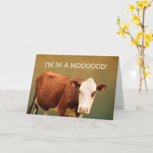 カウジョークハッピーバースデー カード (黄色い花)