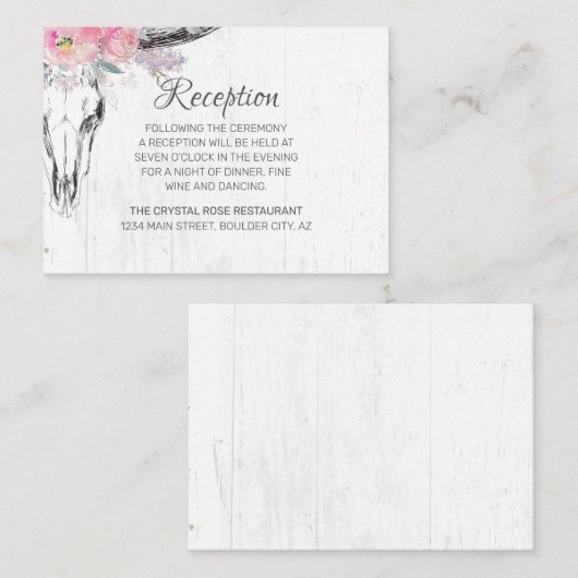 カウスカル素朴ボホ赤面ピンクウォーターカラーフローラ エンクロージャーカード (正面/裏面)