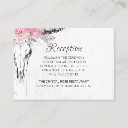 カウスカル素朴ボホ赤面ピンクウォーターカラーフローラ エンクロージャーカード (正面)