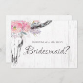 カウスカル素朴ボホ赤面ピンクフローラブライドメイド 招待状 (正面/裏面)