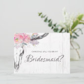 カウスカル素朴ボホ赤面ピンクフローラブライドメイド 招待状 (スタンド正面)