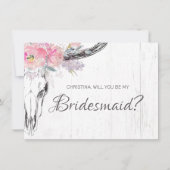 カウスカル素朴ボホ赤面ピンクフローラブライドメイド 招待状 (正面)