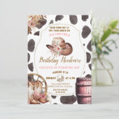 カウスキンウッズ女性のカーボーイ誕生日ホームダウン招待状 招待状 (スタンド正面)