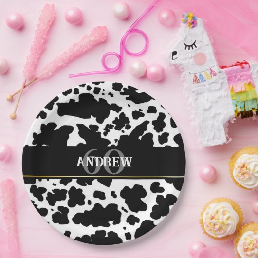 カウスパーソナライズされたポットプリント農家60誕生日 ペーパープレート (パーティー)