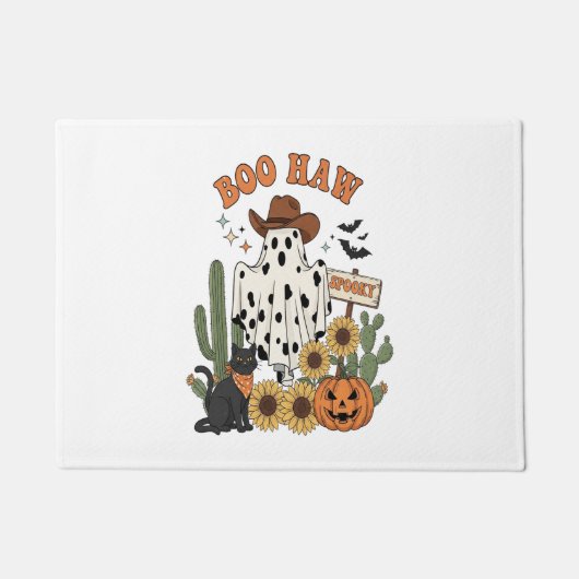 カウスポット幽霊ウェスタン – 面白いハロウィーン ドアマット (正面)