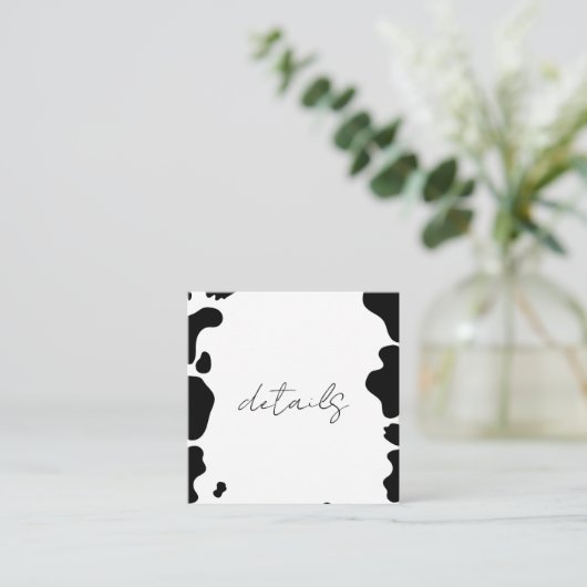 カウスモーポットプリントブラック&ホワイト結婚ズ詳細 スクエア名刺 (スタンド正面)