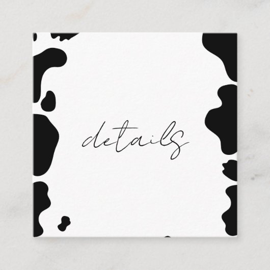 カウスモーポットプリントブラック&ホワイト結婚ズ詳細 スクエア名刺 (正面)