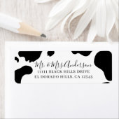 カウスモーポットプリントブラック&ホワイト結婚ズ ラベル (インサイチュ)