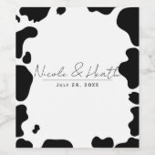 カウスモーポットプリントブラック&ホワイト結婚ズ ワインラベル (シングルラベル)