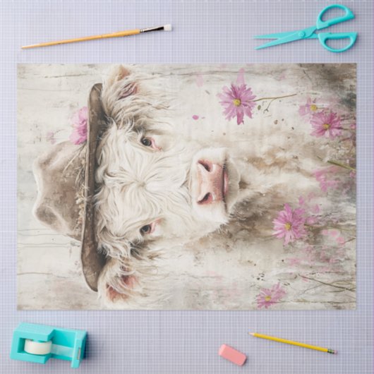 カウズお洒落の絵を描ピンク色の花を切り離す 薄葉紙 (クラフト)