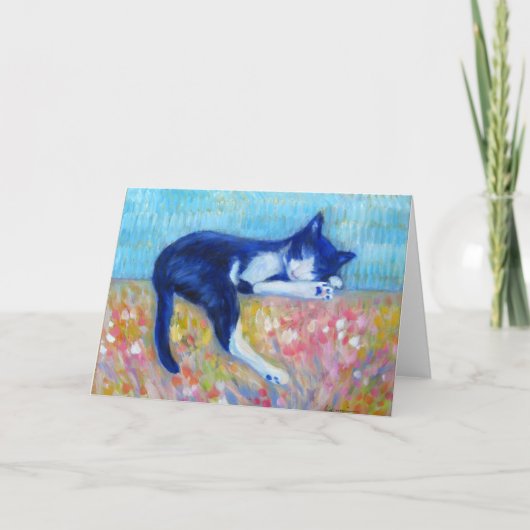 カウチグリーティングカードの上の猫 カード (正面)