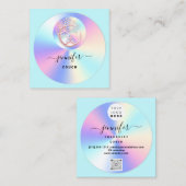 カウチセラピストホログラフQRロゴヨガアクア スクエア名刺 (正面/裏面)