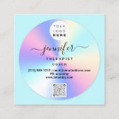 カウチセラピストホログラフQRロゴヨガアクア スクエア名刺 (裏面)