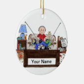 カウチポテト – 男性 セラミックオーナメント (右)