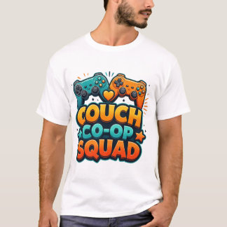 カウチ・コープ・スクワッド・ゲーミング・フレンドTシャツデザイン Tシャツ