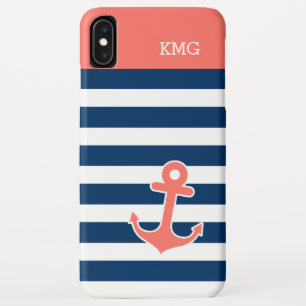 カウトいかりのモノグラム(トレンディーサンゴ海軍帯) iPhone XS MAXケース