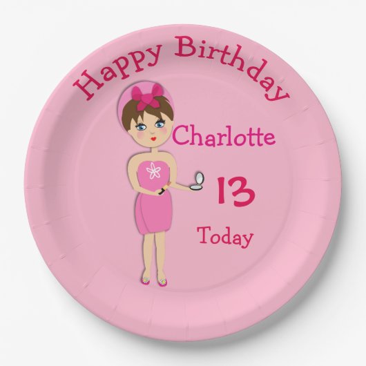 カウトおもしろいガーリーパンパースパパーティーテーマ ペーパープレート (正面)