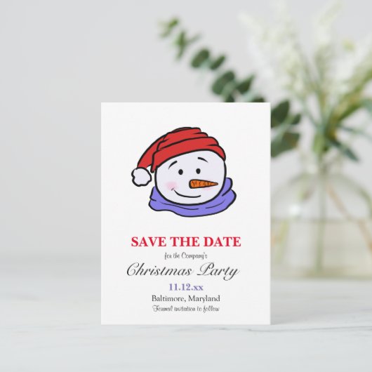 カウトおもしろい雪だるまスケッチ |クリスマスパーティー ポストカード (スタンド正面)