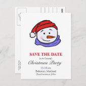 カウトおもしろい雪だるまスケッチ |クリスマスパーティー ポストカード (正面/裏面)