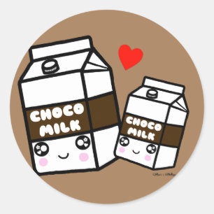 カウトかわいいズチョコレートミルク乳グルメBFFラブ ラウンドシール
