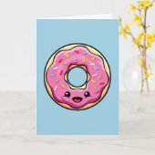 カウトかわいいズピンクドーナツ カード (黄色い花)