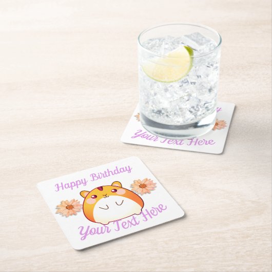 カウトかわいいハムスターカスタム スクエアペーパーコースター (インサイチュ)