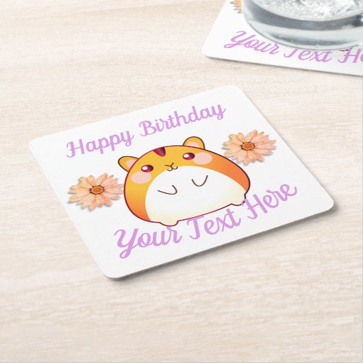 カウトかわいいハムスターカスタム スクエアペーパーコースター (アングル)