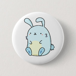 カウトかわいいブルーバニー 缶バッジ