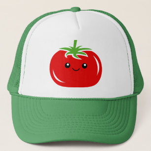 カウトかわいいレッドトマト顔野菜スケッチ キャップ