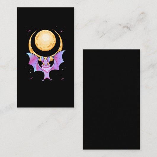 カウトこうもりクレセントパステルゴシックムーンかわいい 名刺 (正面/裏面)