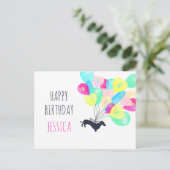 カウトアニーエイジウォーターカラーバルーンダックシュンド誕生日 ポストカード (スタンド正面)