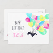 カウトアニーエイジウォーターカラーバルーンダックシュンド誕生日 ポストカード (正面/裏面)