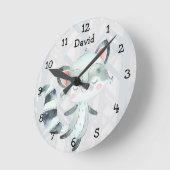 カウトアライクーンフォレストウッドランドボーイ子供部屋 ラウンド壁時計 (傾斜)