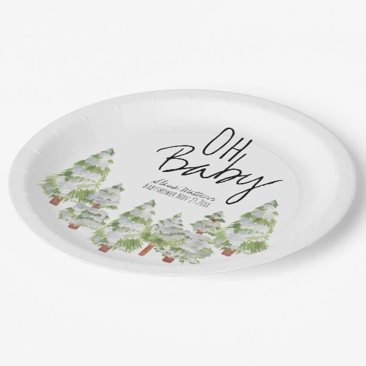 カウトウィンターフォレストベイビーシャワー紙プレート ペーパープレート (アングル)