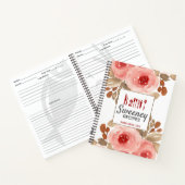 カウトウォーターカラーバラパーソナライズされたレシピ ノートブック (内部)