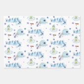 カウトウォーターカラーホリデー雪だるまクリスマスパターン ラッピングペーパーシート (正面2)