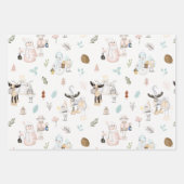 カウトウォーターカラーホリデー雪だるまクリスマスパターン ラッピングペーパーシート (正面)