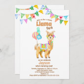 カウトウォーターカラーラマおもしろい第1誕生日招待状 招待状 (正面/裏面)